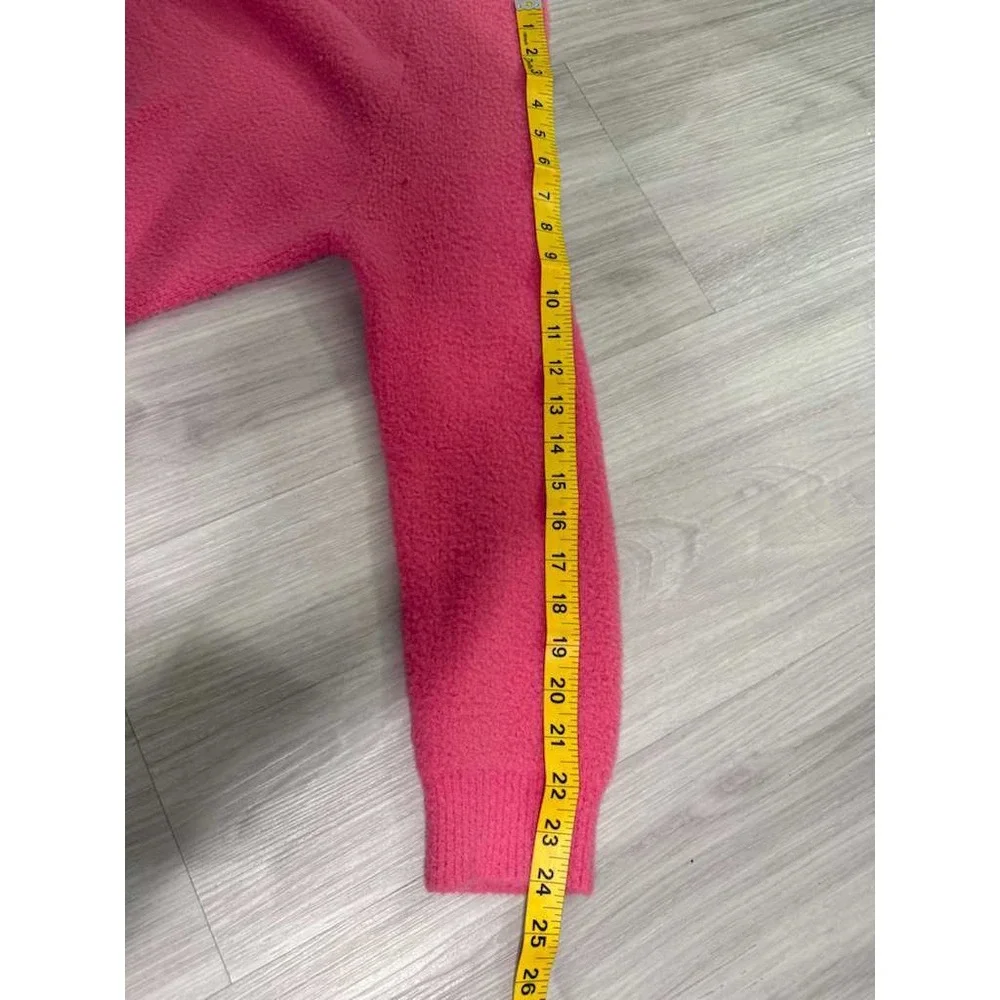 ZARA Textured Crewneck Pullover Sweater Bright Pink Cozy Knit Womens S